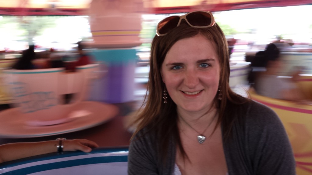 My lovely girlfriend on the Teacup ride